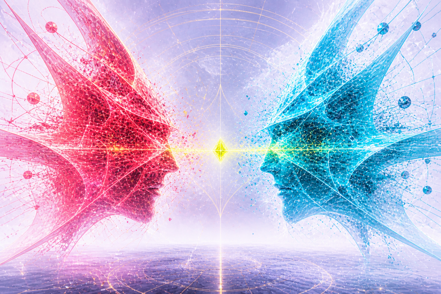 Coral conviction and cyan doubt within the same intelligence exchanging an evidence beam